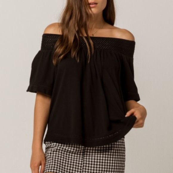 Roxy Hey Tonight Black Off-the-Shoulder Blouse Size Small - Picture 3 of 12